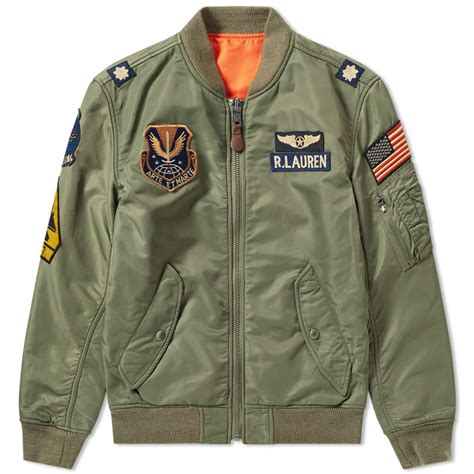 Reversible Denim & Nylon Bomber Jacket In Military Green